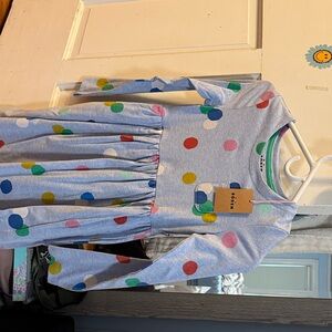 Blue Polka Dot Long Sleeve Dress with Multicolor Dots